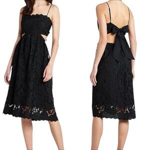 NWT Express Black Lace Tie Back Side Cut Out Sleeveless Midi Dress Size XL